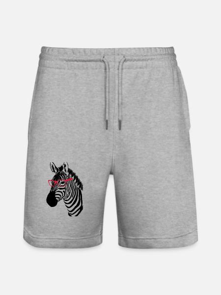Zebra mit Brille - Stanley/Stella Unisex Bio Joggingshorts Trainer - Grau meliert
