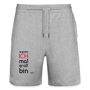 ...wenn ich mal groß bin... - Stanley/Stella Unisex Bio Joggingshorts Trainer  - Grau meliert - Vorne - Nik (191cm) & Marisol (170cm)