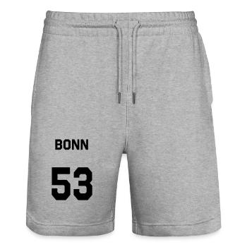 Bonn 53 - Stanley/Stella Unisex Bio Joggingshorts Trainer  - Grau meliert - Vorne - Nik (191cm) & Marisol (170cm)