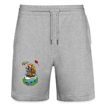 all around the world II - Stanley/Stella Trainer Unisex Organic Jogging Shorts - heather grey - Front - Nik (191cm) & Marisol (170cm)