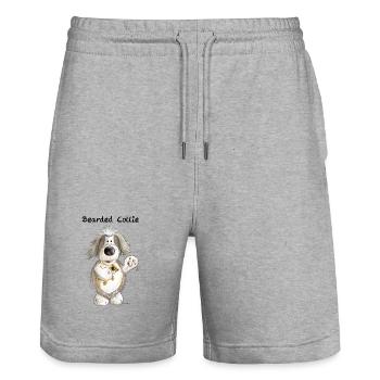 Bearded Collie mit Teddy - Stanley/Stella Unisex Bio Joggingshorts Trainer  - Grau meliert - Vorne - Nik (191cm) & Marisol (170cm)
