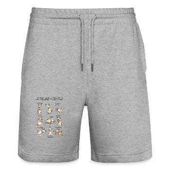Hunde Yoga - Stanley/Stella Unisex Bio Joggingshorts Trainer  - Grau meliert - Vorne - Nik (191cm) & Marisol (170cm)