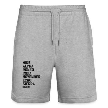 Mike Alpha Romeo India... over - MARINES - Short de jogging bio TRAINER Stanley/Stella unisexe - gris chiné - Devant - Nik (191cm) & Marisol (170cm)