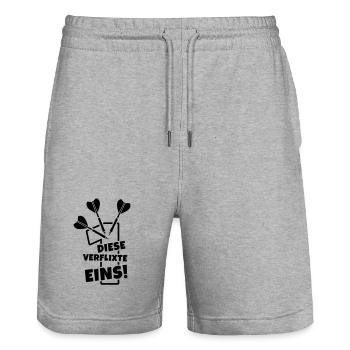 dartpfeile dartsport humor - Stanley/Stella Unisex Bio Joggingshorts Trainer  - Grau meliert - Vorne - Nik (191cm) & Marisol (170cm)