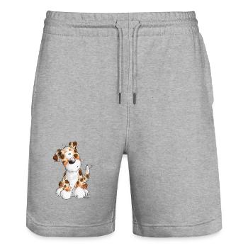 Süßer Australian Shepherd - Hund - Aussie - Comic - Stanley/Stella Unisex Bio Joggingshorts Trainer  - Grau meliert - Vorne - Nik (191cm) & Marisol (170cm)