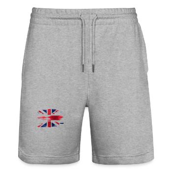 Union Jack Scorched - Stanley/Stella Trainer Unisex Organic Jogging Shorts - heather grey - Front - Nik (191cm) & Marisol (170cm)
