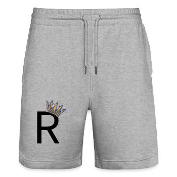 R mit Krone – Royal Typo Design - Stanley/Stella Unisex Bio Joggingshorts Trainer  - Grau meliert - Vorne - Nik (191cm) & Marisol (170cm)