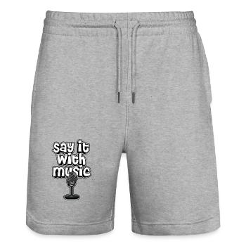 Sag es mit Musik - Stanley/Stella Unisex Bio Joggingshorts Trainer  - Grau meliert - Vorne - Nik (191cm) & Marisol (170cm)