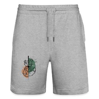 Fox Origami vs Zeichnung - Stanley/Stella Unisex Bio Joggingshorts Trainer  - Grau meliert - Vorne - Nik (191cm) & Marisol (170cm)