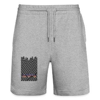 Sommerhitze schwarze Streifen - Stanley/Stella Unisex Bio Joggingshorts Trainer  - Grau meliert - Vorne - Nik (191cm) & Marisol (170cm)