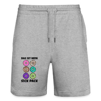Humorvoll Statement Süßigkeiten Donut Naschen - Stanley/Stella Unisex Bio Joggingshorts Trainer  - Grau meliert - Vorne - Nik (191cm) & Marisol (170cm)