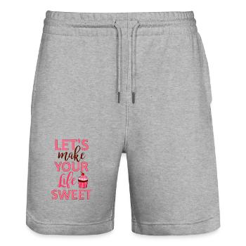 Let's make your life sweet - Stanley/Stella Trainer Unisex Organic Jogging Shorts - heather grey - Front - Nik (191cm) & Marisol (170cm)