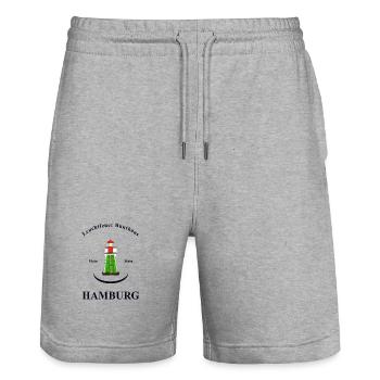 Hamburg Leuchtturm Bunthaus, Handzeichnung - Stanley/Stella Unisex Bio Joggingshorts Trainer  - Grau meliert - Vorne - Nik (191cm) & Marisol (170cm)