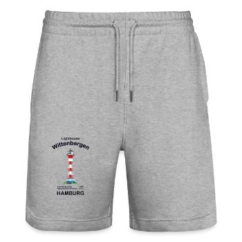 Hamburg Leuchtturm Wittenbergen, Handzeichnung - Stanley/Stella Unisex Bio Joggingshorts Trainer  - Grau meliert - Vorne - Nik (191cm) & Marisol (170cm)