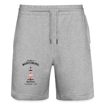 Leuchtturm Moritzburg Sachsen, Zeichnung - Stanley/Stella Unisex Bio Joggingshorts Trainer  - Grau meliert - Vorne - Nik (191cm) & Marisol (170cm)