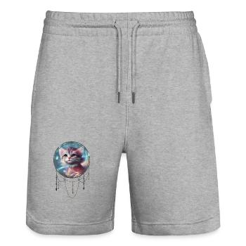 Mignon petit chaton - Short de jogging bio TRAINER Stanley/Stella unisexe - gris chiné - Devant - Nik (191cm) & Marisol (170cm)