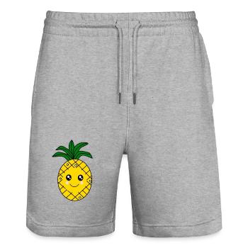 Ananas Kawaii Fruits Kawaii Fruits Kawaii - Short de jogging bio TRAINER Stanley/Stella unisexe - gris chiné - Devant - Nik (191cm) & Marisol (170cm)