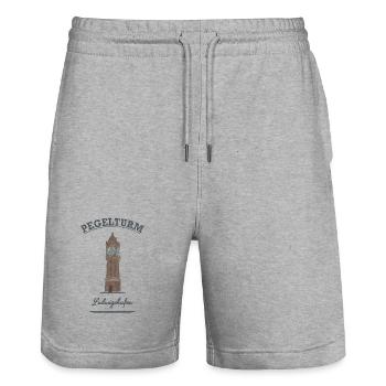 Pegelturm Ludwigshafen - Stanley/Stella Unisex Bio Joggingshorts Trainer  - Grau meliert - Vorne - Nik (191cm) & Marisol (170cm)
