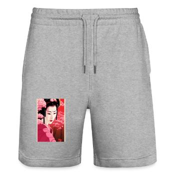 Geisha 6 - Stanley/Stella Unisex Bio Joggingshorts Trainer  - Grau meliert - Vorne - Nik (191cm) & Marisol (170cm)