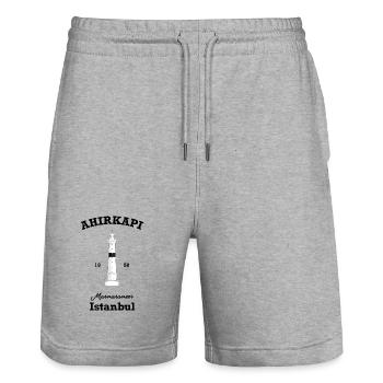 Türkei, Istanbul, Leuchtturm Ahirkapi, Marmarameer - Stanley/Stella Unisex Bio Joggingshorts Trainer  - Grau meliert - Vorne - Nik (191cm) & Marisol (170cm)