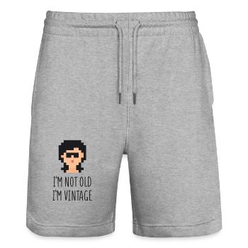 Ich bin nicht alt Ich bin Vintage - Stanley/Stella Unisex Bio Joggingshorts Trainer  - Grau meliert - Vorne - Nik (191cm) & Marisol (170cm)