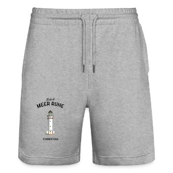 Formentera, Leuchtturm Cap de Barbaria, Meer Ruhe - Stanley/Stella Unisex Bio Joggingshorts Trainer  - Grau meliert - Vorne - Nik (191cm) & Marisol (170cm)