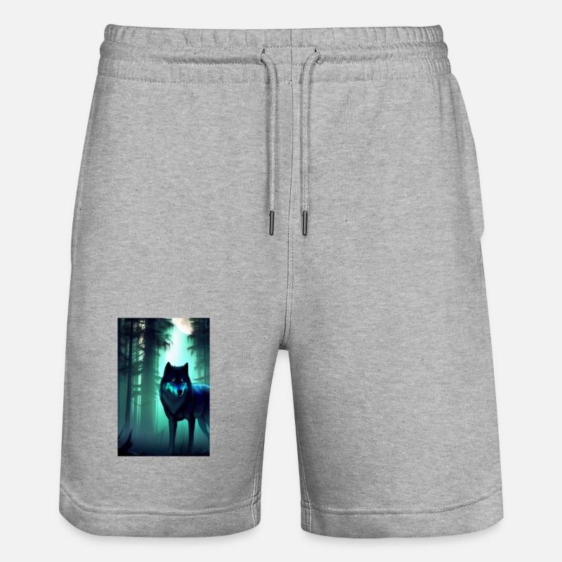Loup dans la forêt - Short de jogging bio TRAINER Stanley/Stella unisexe - gris chiné