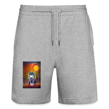 Wolf und Mond - Stanley/Stella Unisex Bio Joggingshorts Trainer  - Grau meliert - Vorne - Nik (191cm) & Marisol (170cm)