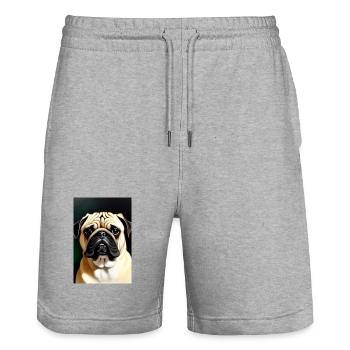 Chien carlin - Short de jogging bio TRAINER Stanley/Stella unisexe - gris chiné - Devant - Nik (191cm) & Marisol (170cm)