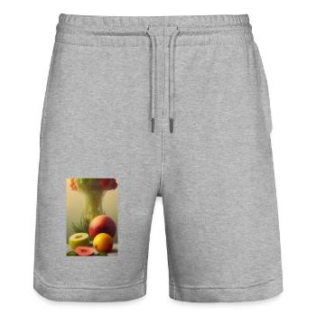 Fruit - Short de jogging bio TRAINER Stanley/Stella unisexe - gris chiné - Devant - Nik (191cm) & Marisol (170cm)
