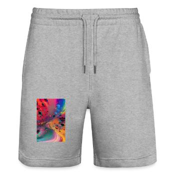 Art abstrait - Short de jogging bio TRAINER Stanley/Stella unisexe - gris chiné - Devant - Nik (191cm) & Marisol (170cm)