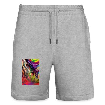 Art abstrait - Short de jogging bio TRAINER Stanley/Stella unisexe - gris chiné - Devant - Nik (191cm) & Marisol (170cm)