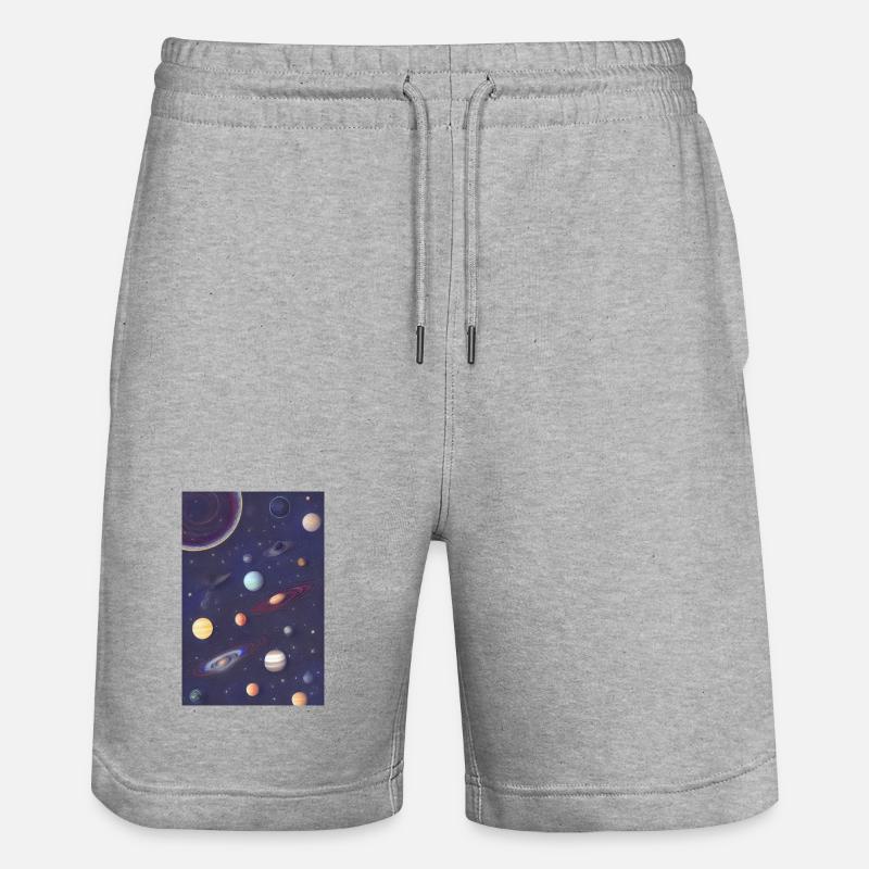 Espace et planètes - Short de jogging bio TRAINER Stanley/Stella unisexe - gris chiné
