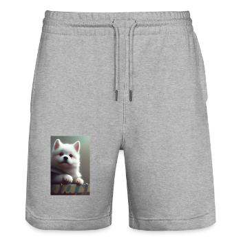Hund - Stanley/Stella Unisex Bio Joggingshorts Trainer  - Grau meliert - Vorne - Nik (191cm) & Marisol (170cm)