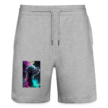 Cute dog - Stanley/Stella Trainer Unisex Organic Jogging Shorts - heather grey - Front - Nik (191cm) & Marisol (170cm)