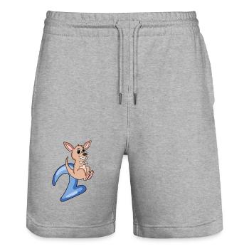 2nd birthday motif kangaroo - two years - Stanley/Stella Trainer Unisex Organic Jogging Shorts - heather grey - Front - Nik (191cm) & Marisol (170cm)