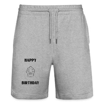 ALLES GUTE ZUM GEBURTSTAG. ALLES GUTE ZUM GEBURTSTAG. JAHRESTAG. - Stanley/Stella Unisex Bio Joggingshorts Trainer  - Grau meliert - Vorne - Nik (191cm) & Marisol (170cm)