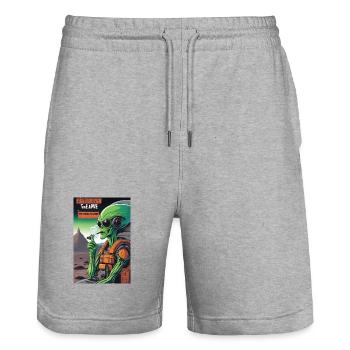 Grünes Alien Vape auf Mars - Stanley/Stella Unisex Bio Joggingshorts Trainer  - Grau meliert - Vorne - Nik (191cm) & Marisol (170cm)