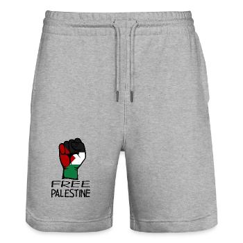 Drapeau de la Palestine gratuit Palestine noir - Short de jogging bio TRAINER Stanley/Stella unisexe - gris chiné - Devant - Nik (191cm) & Marisol (170cm)