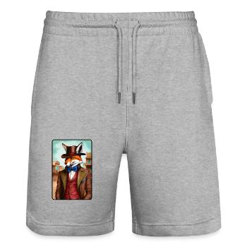 Western Fuchs Glückspieler - Stanley/Stella Unisex Bio Joggingshorts Trainer  - Grau meliert - Vorne - Nik (191cm) & Marisol (170cm)