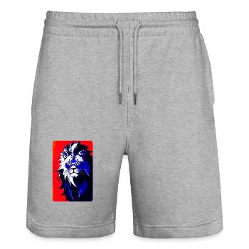 Blauer Löwe (Design 2) - Stanley/Stella Unisex Bio Joggingshorts Trainer  - Grau meliert - Vorne - Nik (191cm) & Marisol (170cm)