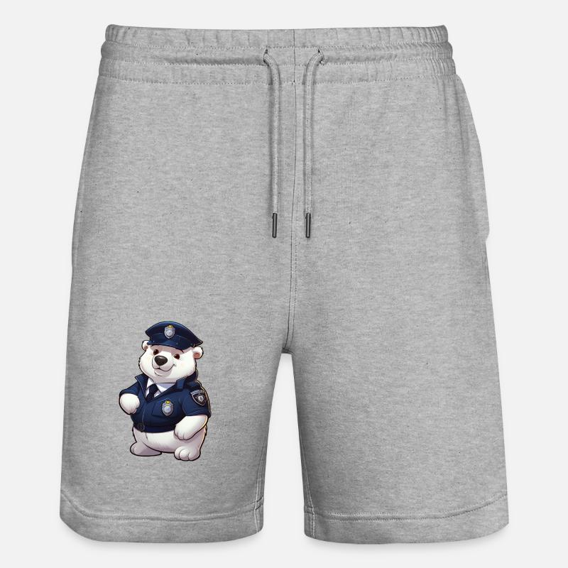 Polizei Eisbärin - Stanley/Stella Unisex Bio Joggingshorts Trainer  - Grau meliert