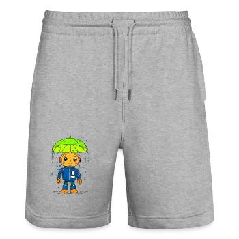 Petit robot sous la pluie - Short de jogging bio TRAINER Stanley/Stella unisexe - gris chiné - Devant - Nik (191cm) & Marisol (170cm)