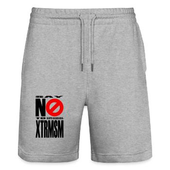 NO2XTRMSM - Stanley/Stella Unisex Bio Joggingshorts Trainer  - Grau meliert - Vorne - Nik (191cm) & Marisol (170cm)