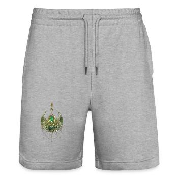 Wunderschöne und elegante Lotusblume - Stanley/Stella Unisex Bio Joggingshorts Trainer  - Grau meliert - Vorne - Nik (191cm) & Marisol (170cm)