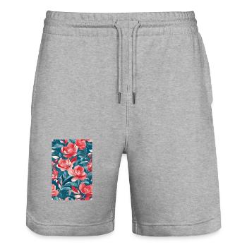 Wunderschöne Blumen - Stanley/Stella Unisex Bio Joggingshorts Trainer  - Grau meliert - Vorne - Nik (191cm) & Marisol (170cm)