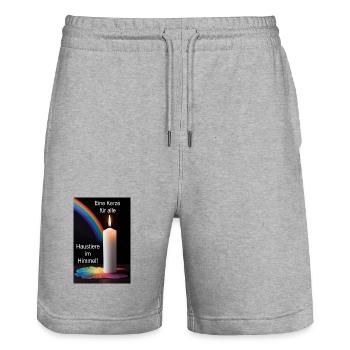 Eine Kerze für alle Haustiere im Himmel - Stanley/Stella Unisex Bio Joggingshorts Trainer  - Grau meliert - Vorne - Nik (191cm) & Marisol (170cm)