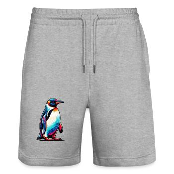 Pinguin - Stanley/Stella Unisex Bio Joggingshorts Trainer  - Grau meliert - Vorne - Nik (191cm) & Marisol (170cm)