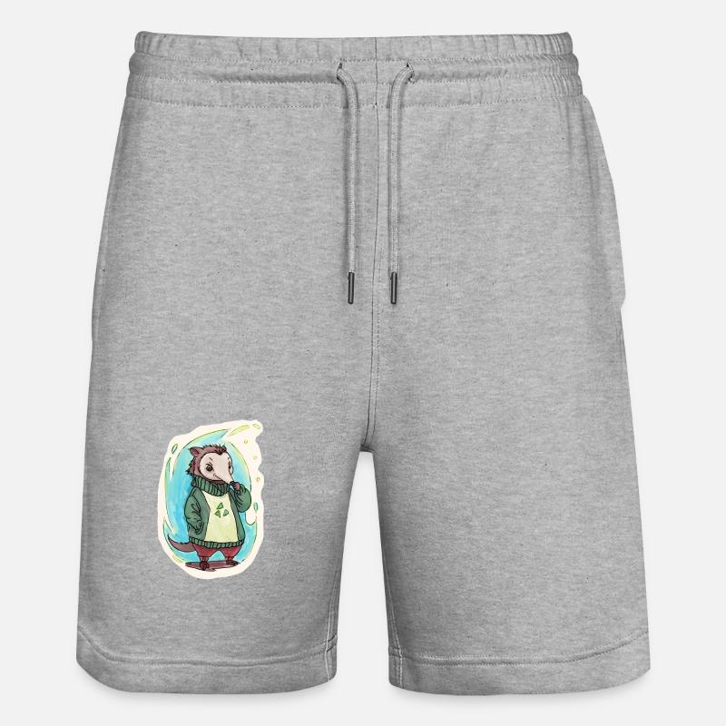 Grünes Reycling Bärchen - Stanley/Stella Unisex Bio Joggingshorts Trainer  - Grau meliert