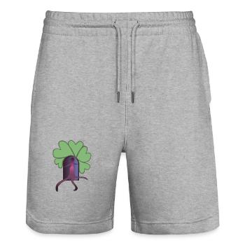Step Out Pink - Stanley/Stella Trainer Unisex Organic Jogging Shorts - heather grey - Front - Nik (191cm) & Marisol (170cm)